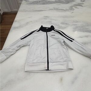 Adidas Boys Track Jacket White Black Stripes Size 4